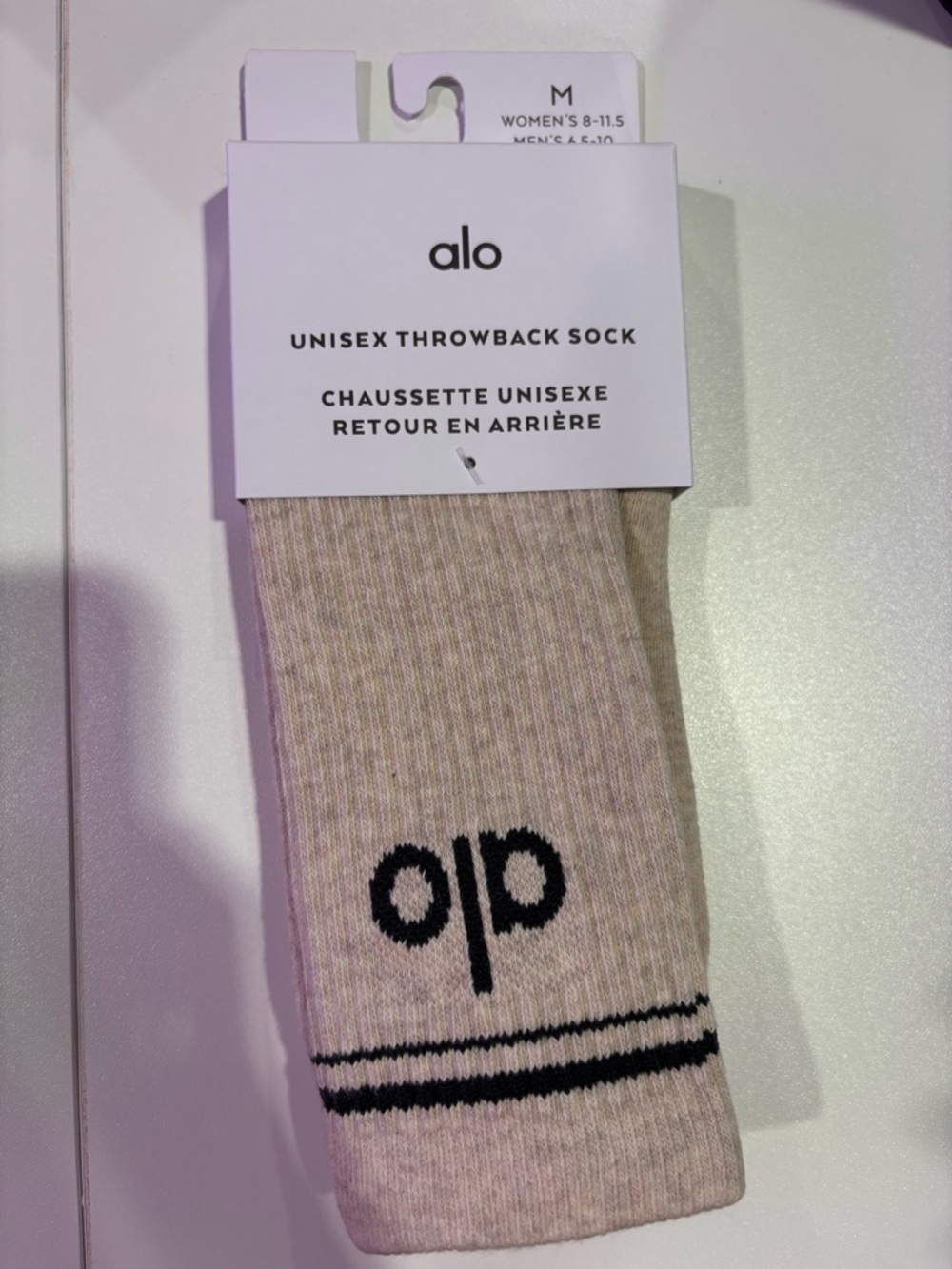 ALO UNISEX THROWBACK SOCK - OATMEAL HEATHER/CHARCOAL GREEN  SOLD OUT
